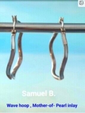 Wave Hoops Samuel B. Sterling Silver Wavy Hoop Earrings in Aqua Pouch